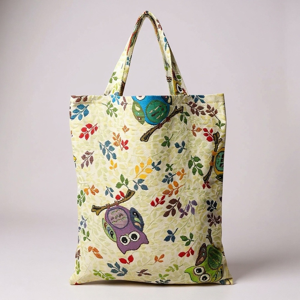 🦉 Whimsical Owl Tapestry Tote Bag 🌿 Colorful Woodland Vibes